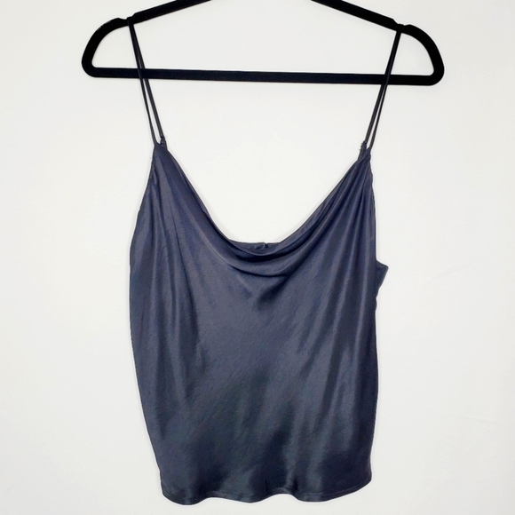 Zara Satiny Crop Top Size L Drape Neck Viscose Button Back Cami Y2K Fairy Grunge - Picture 1 of 12